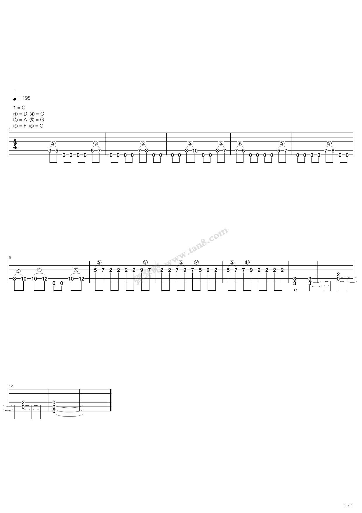 《Time》吉他谱-C大调音乐网