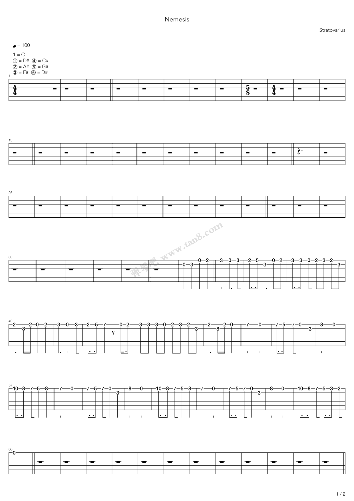 《Nemesis》吉他谱-C大调音乐网