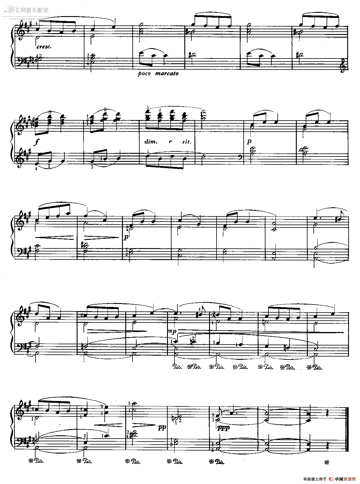 《致野玫瑰-[美]麦克道威尔（钢琴谱）》吉他谱-C大调音乐网