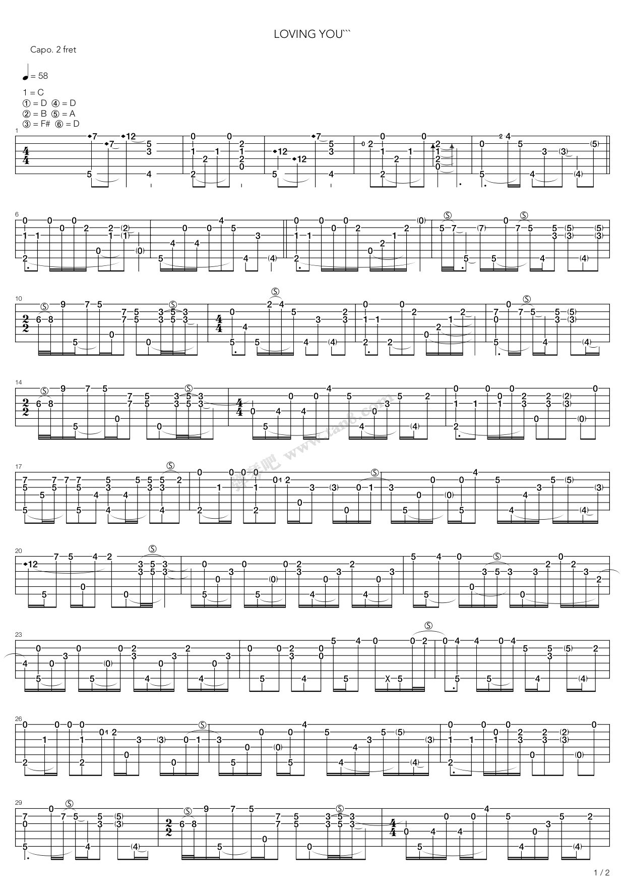 《Lovin' You》吉他谱-C大调音乐网