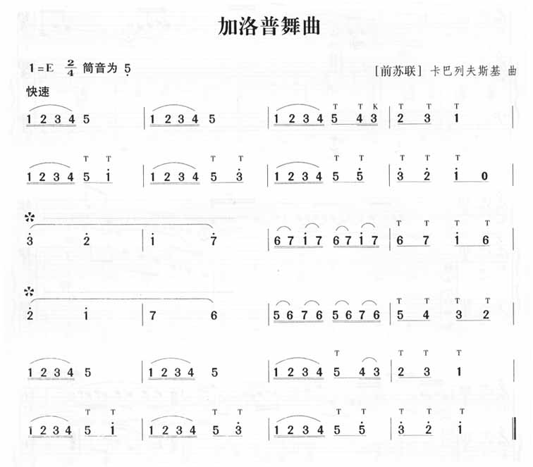 《加洛普舞曲－卡巴列夫斯基（笛子曲谱）》吉他谱-C大调音乐网