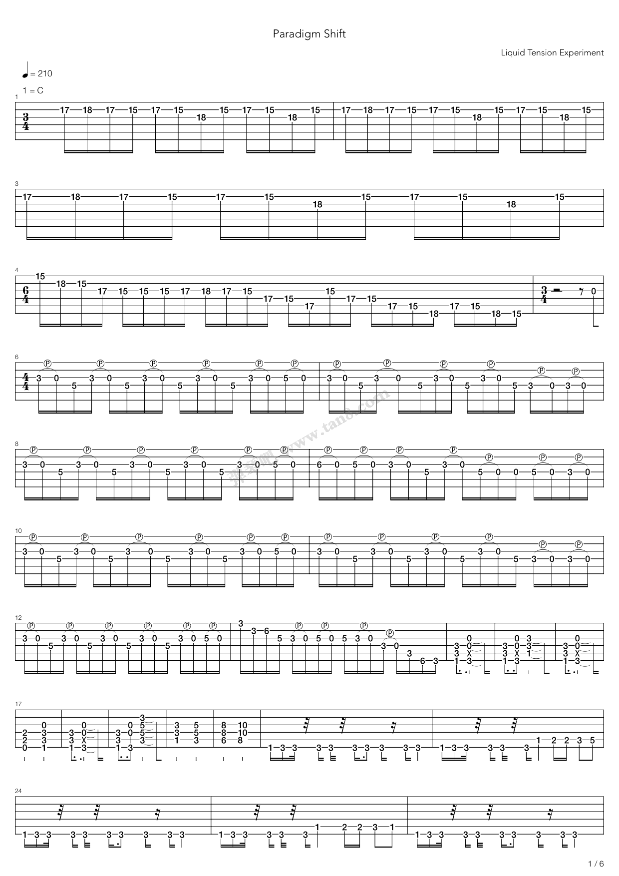 《Liquid Tension Experiment - Paradigm Shift》吉他谱-C大调音乐网