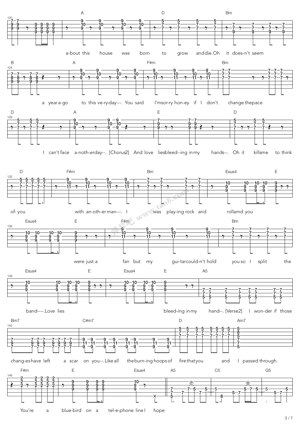 《Funeral For A Friend Love Lies Bleeding》吉他谱-C大调音乐网