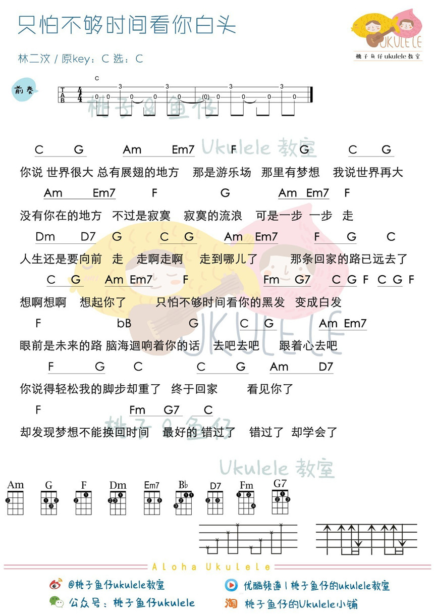 父亲节丨尤克里里曲谱特辑-C大调音乐网