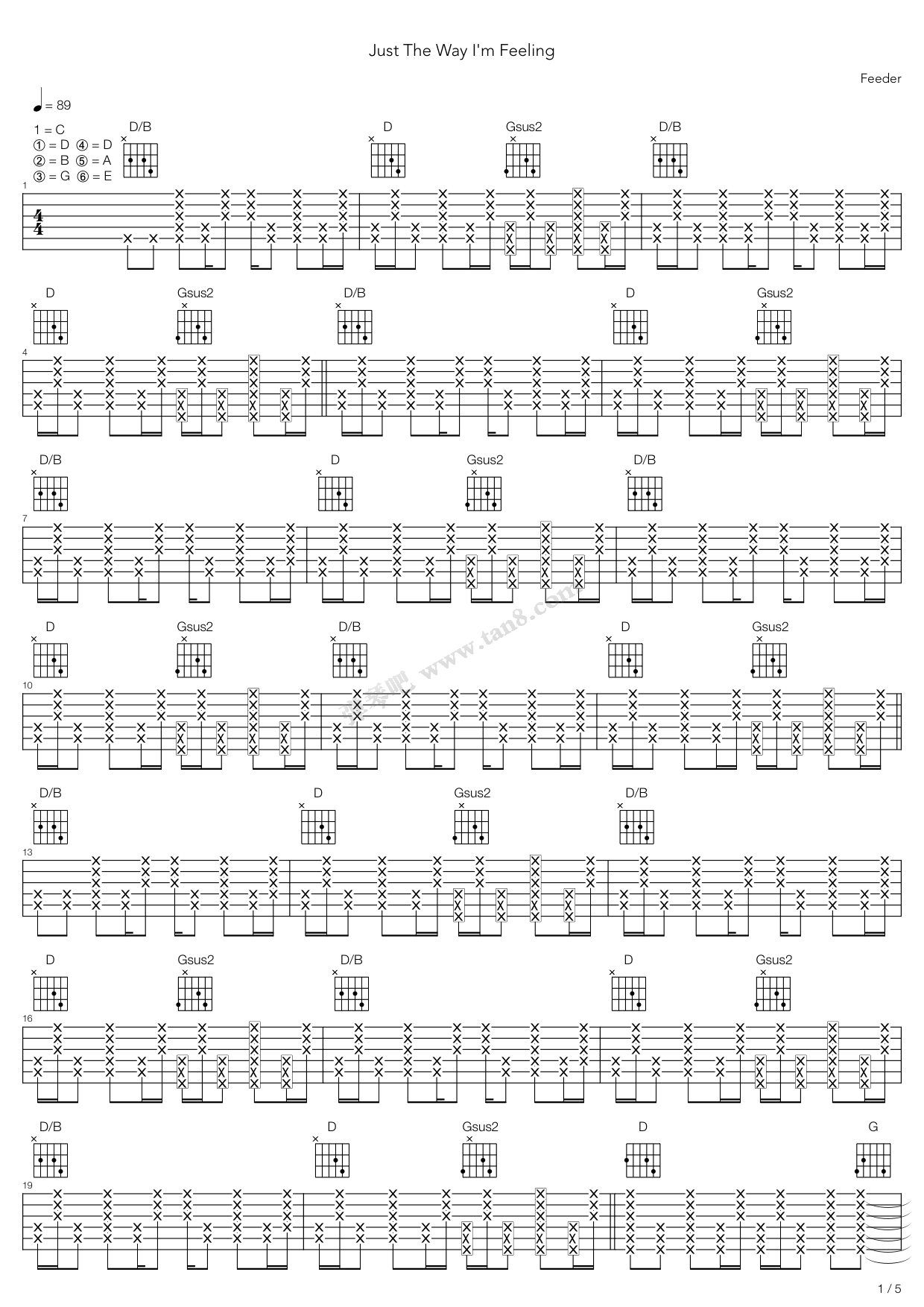 《Just The Way Im Feeling》吉他谱-C大调音乐网
