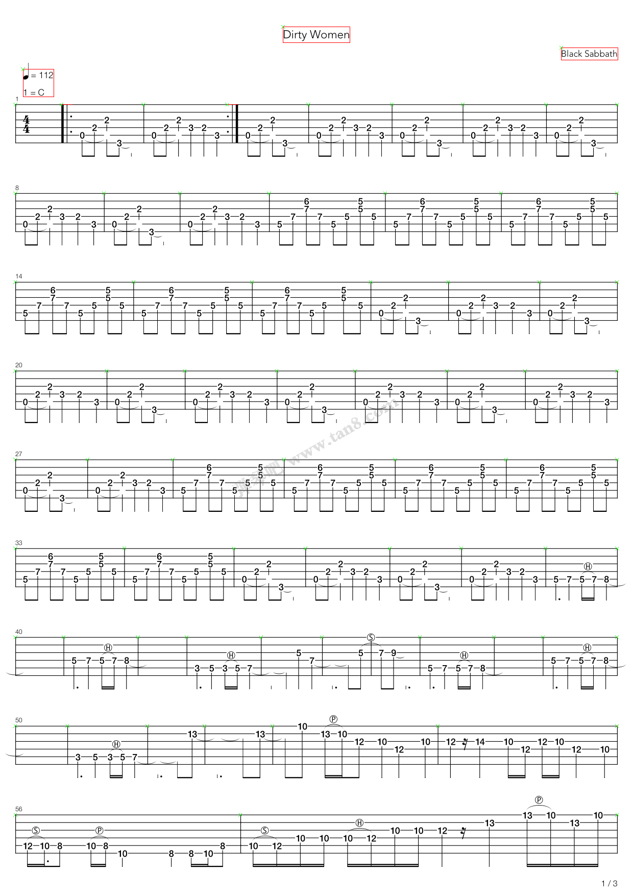 《Dirty Women》吉他谱-C大调音乐网