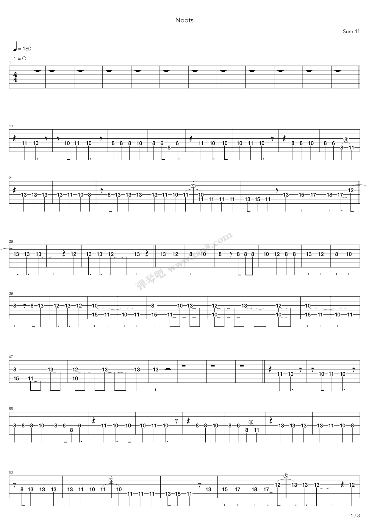 《Noots》吉他谱-C大调音乐网
