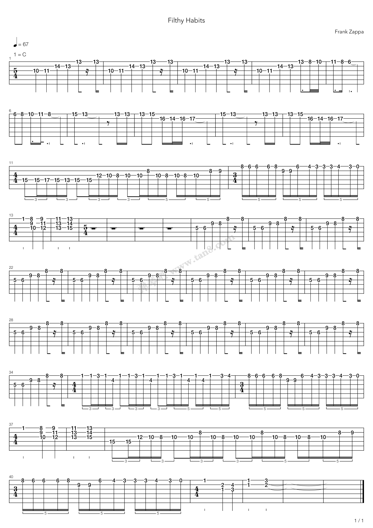 《Filthy Habits》吉他谱-C大调音乐网