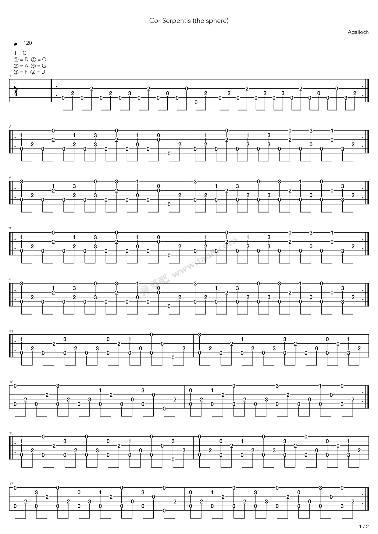 《Cor Serpentis》吉他谱-C大调音乐网