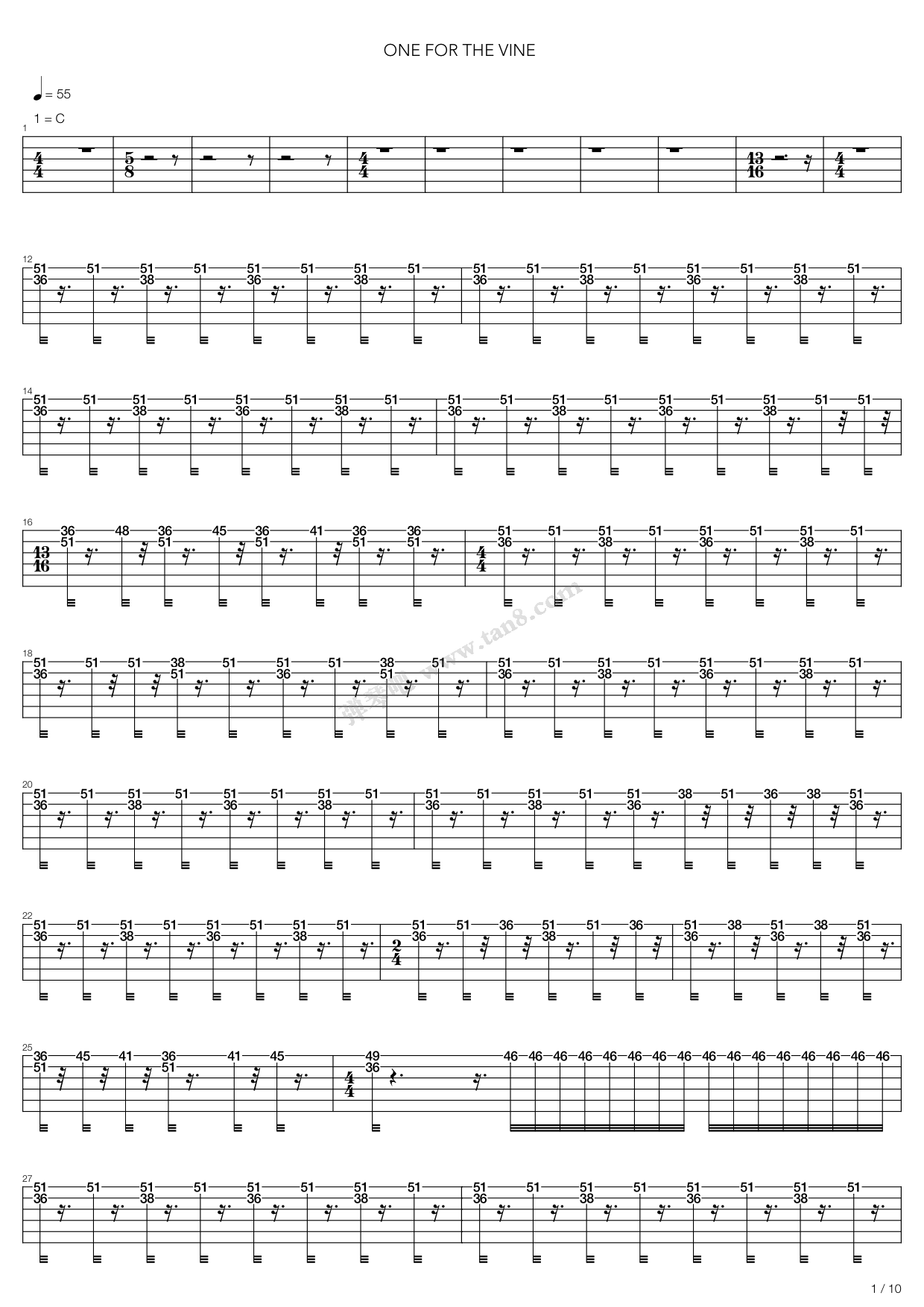《One For The Vine》吉他谱-C大调音乐网