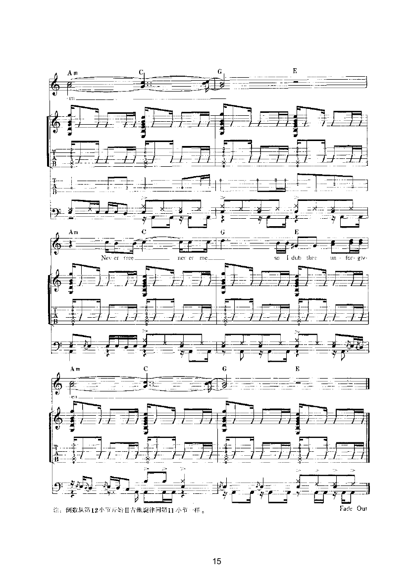 《THE UNFORGIVEN 吉他类 流行》吉他谱-C大调音乐网