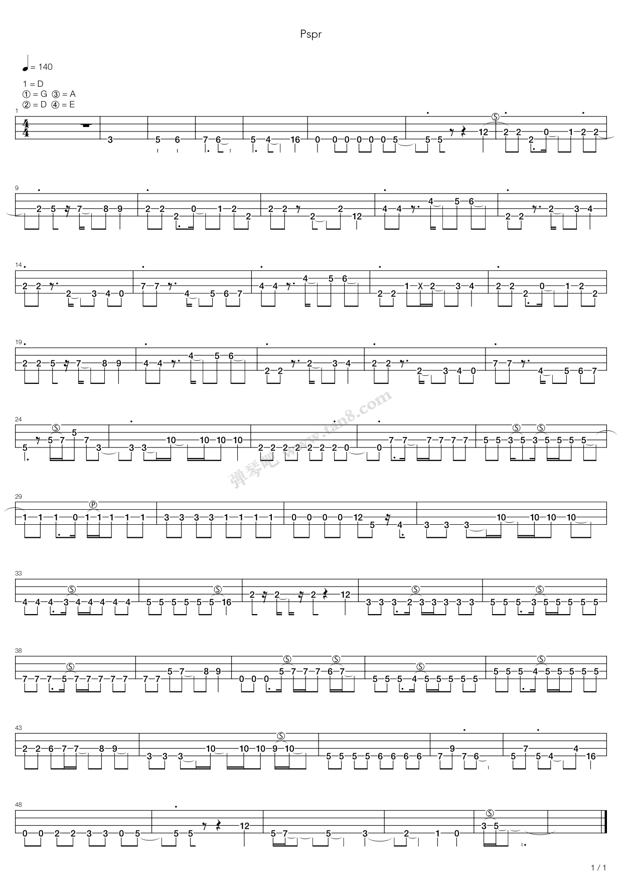 《Pspr》吉他谱-C大调音乐网