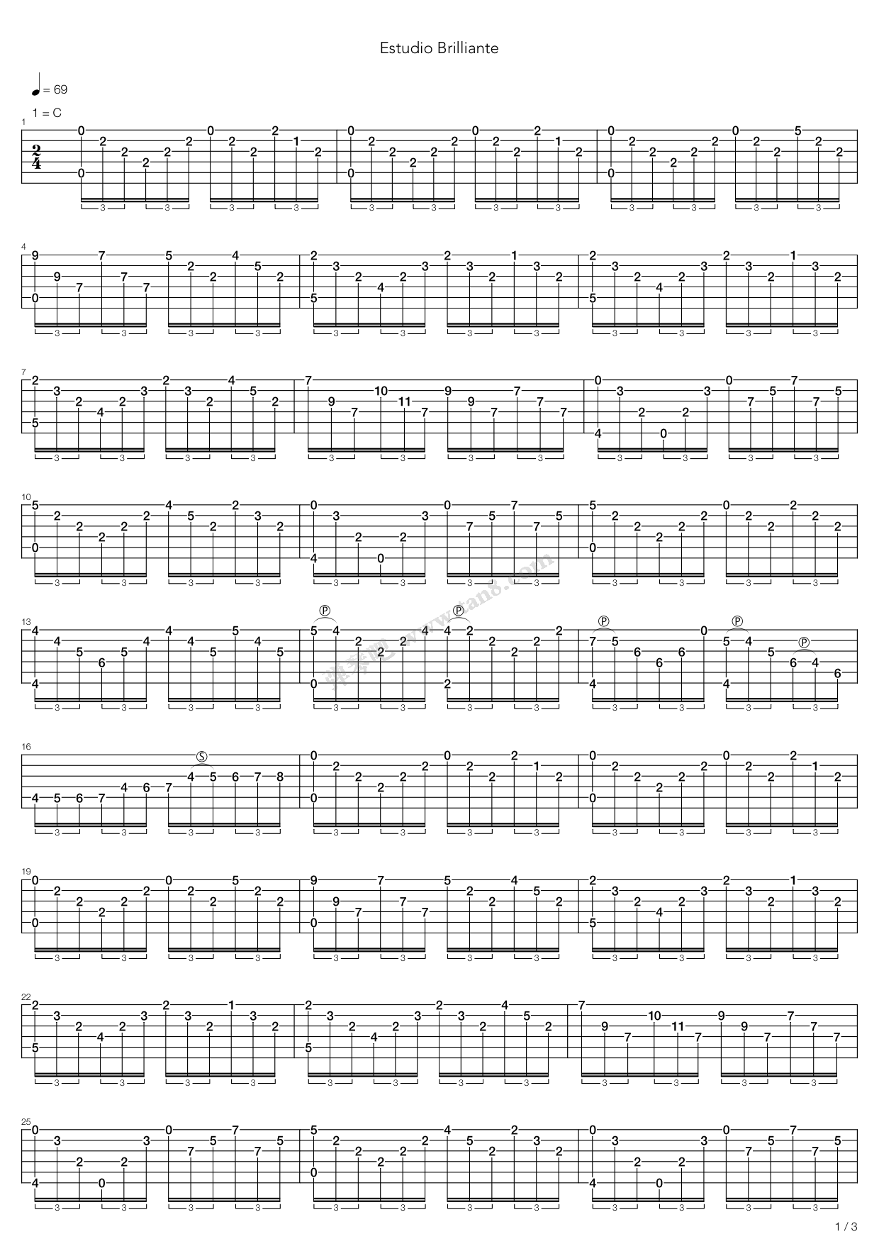 《Estudio Brilliante》吉他谱-C大调音乐网