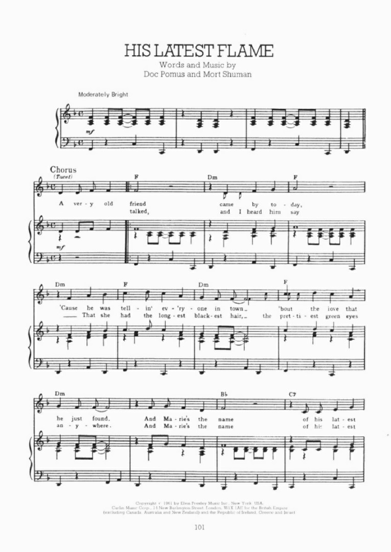 《HIS LATEST FLAME》吉他谱-C大调音乐网