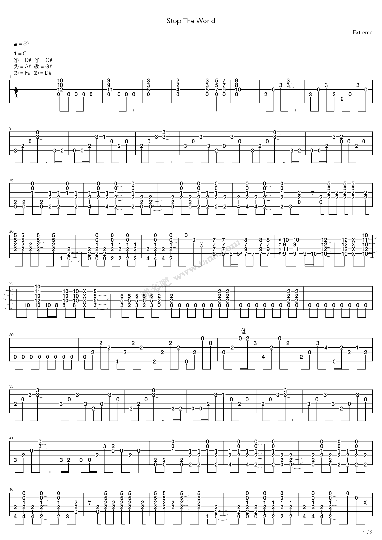 《Stop The World》吉他谱-C大调音乐网