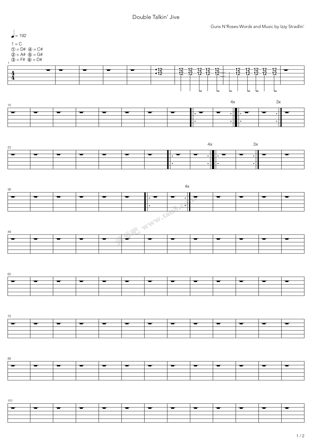 《Double Talkin Jive》吉他谱-C大调音乐网