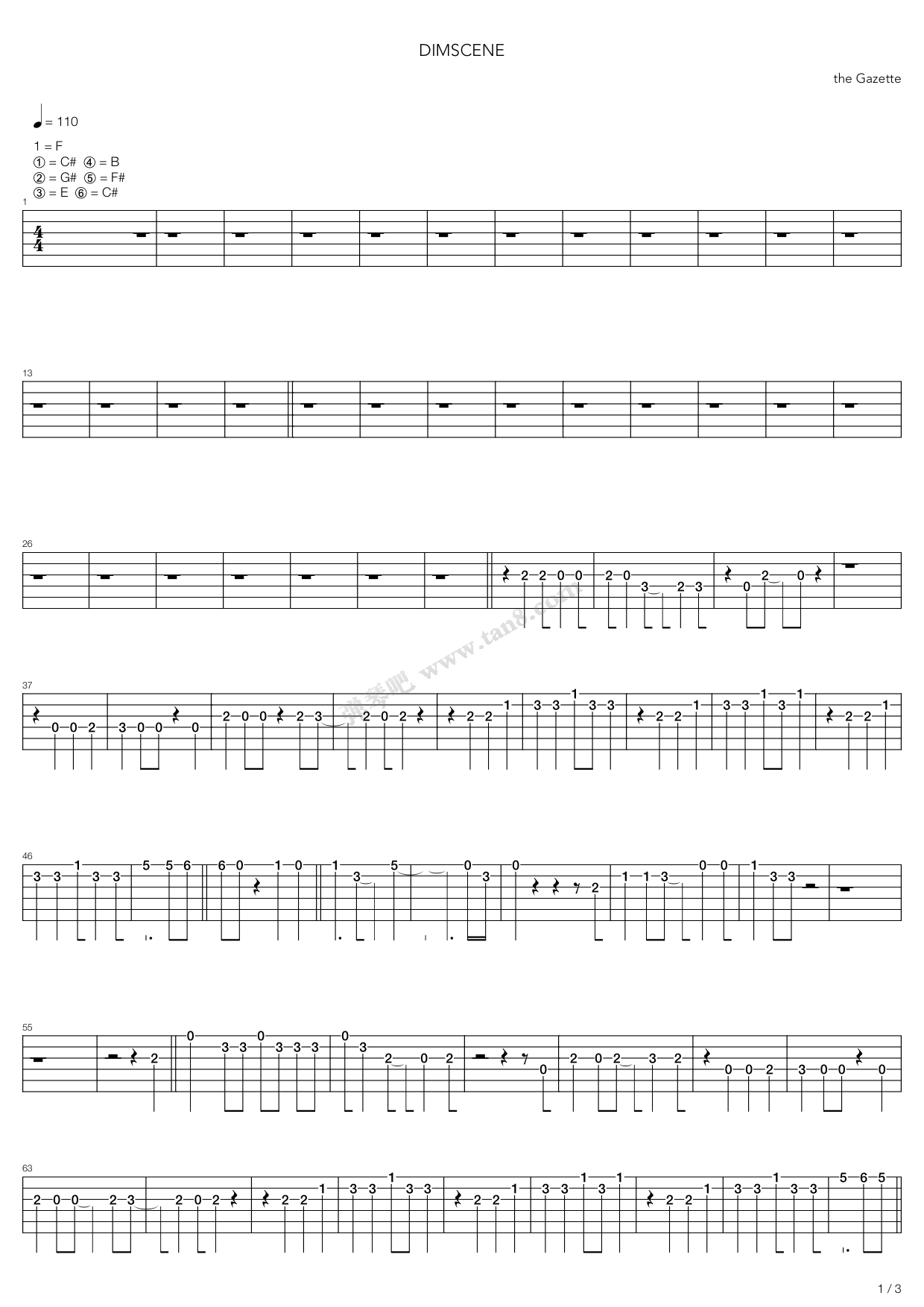 《Dim Scene》吉他谱-C大调音乐网
