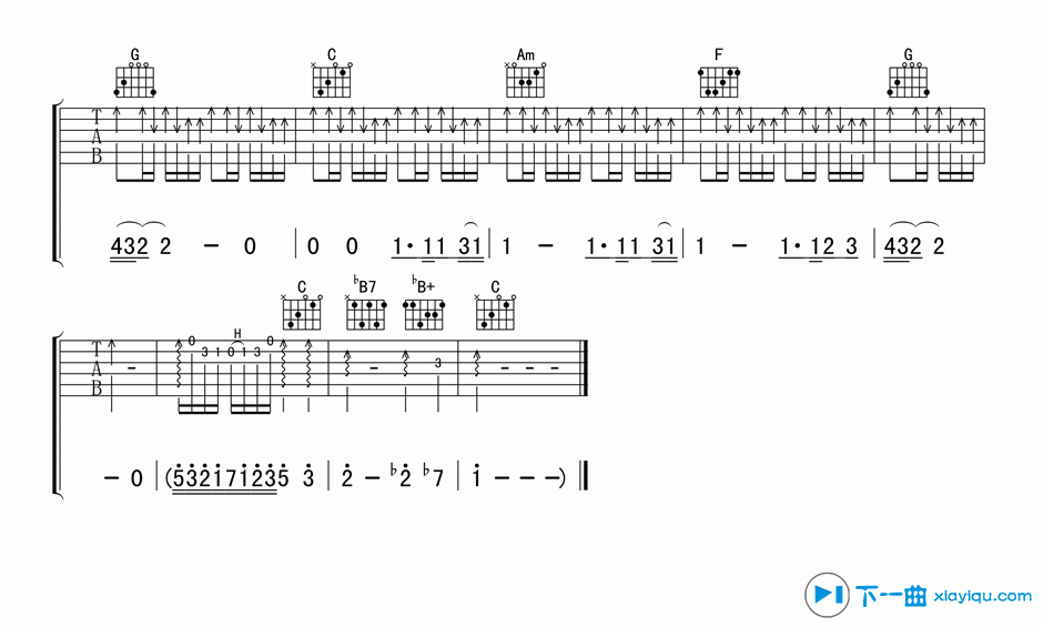 《喜欢你吉他谱C调_Beyond喜欢你吉他六线谱》吉他谱-C大调音乐网