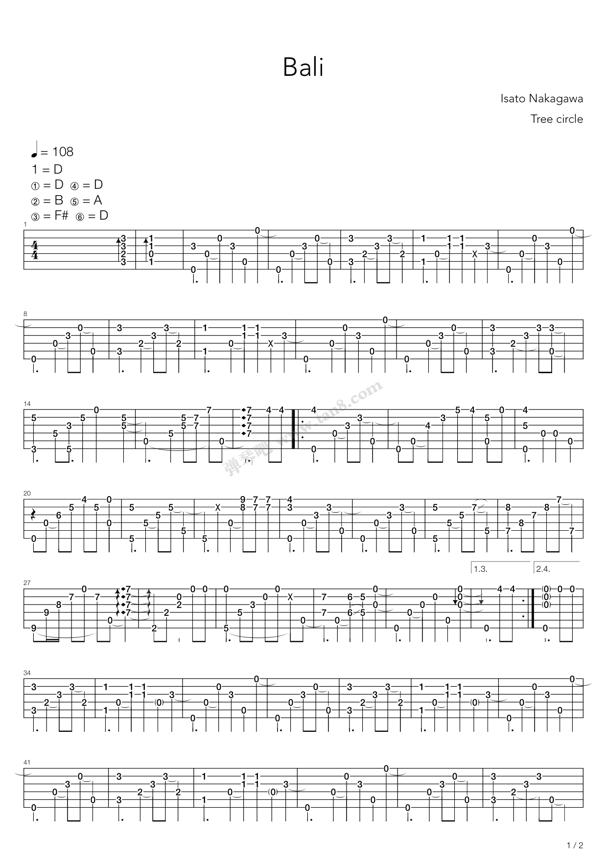 《Bali》吉他谱-C大调音乐网