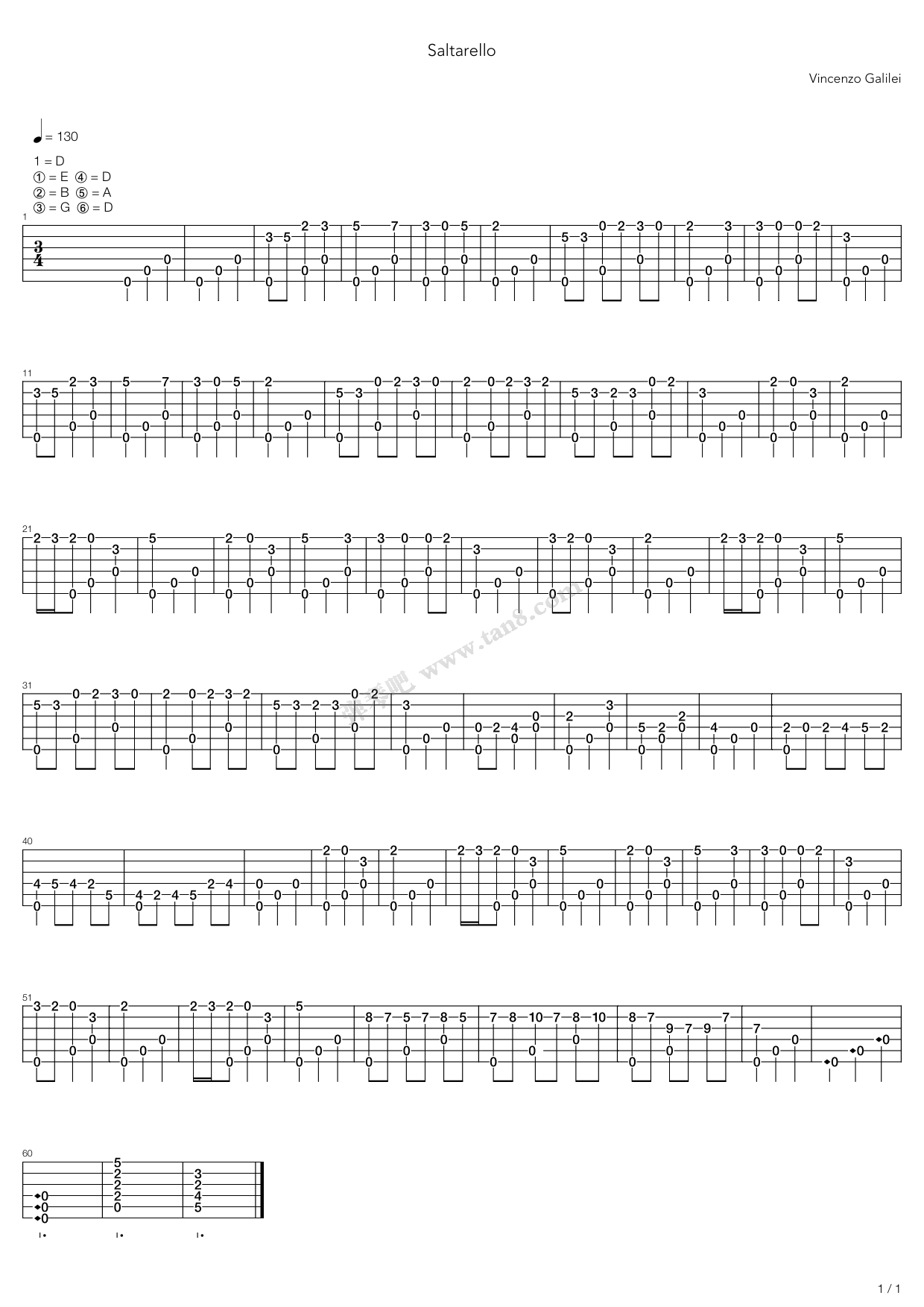 《Saltarello》吉他谱-C大调音乐网