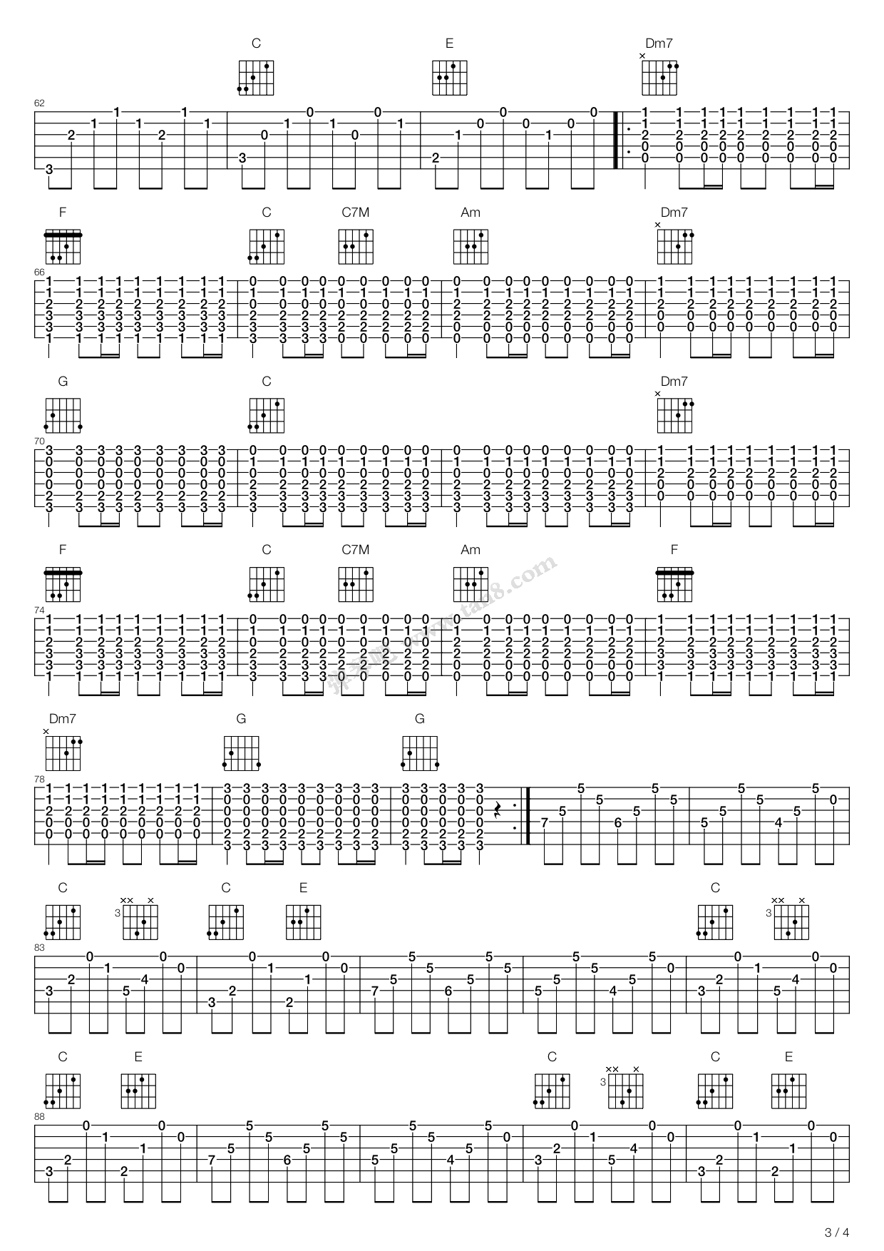 《秘密》吉他谱-C大调音乐网
