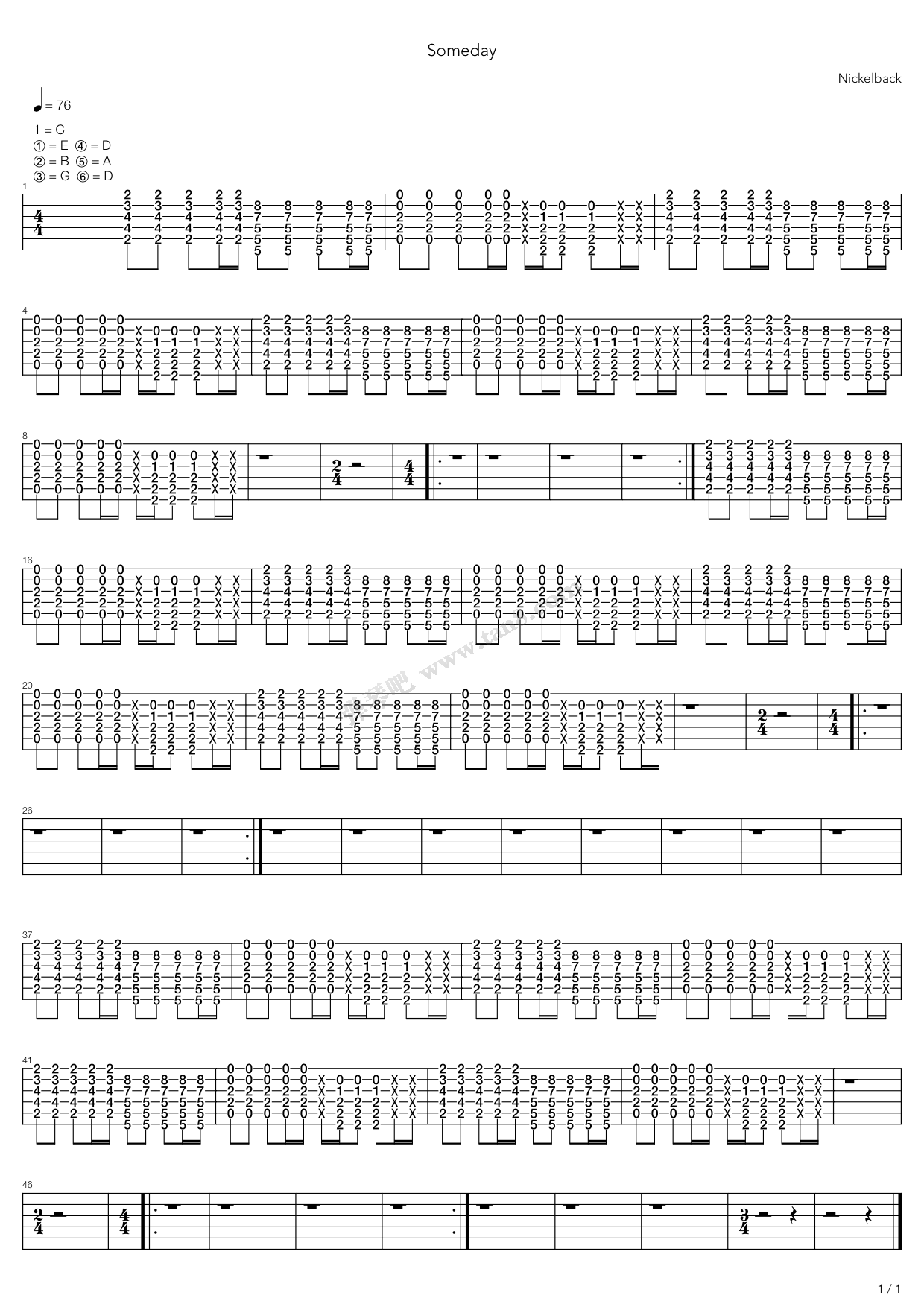 《Someday》吉他谱-C大调音乐网