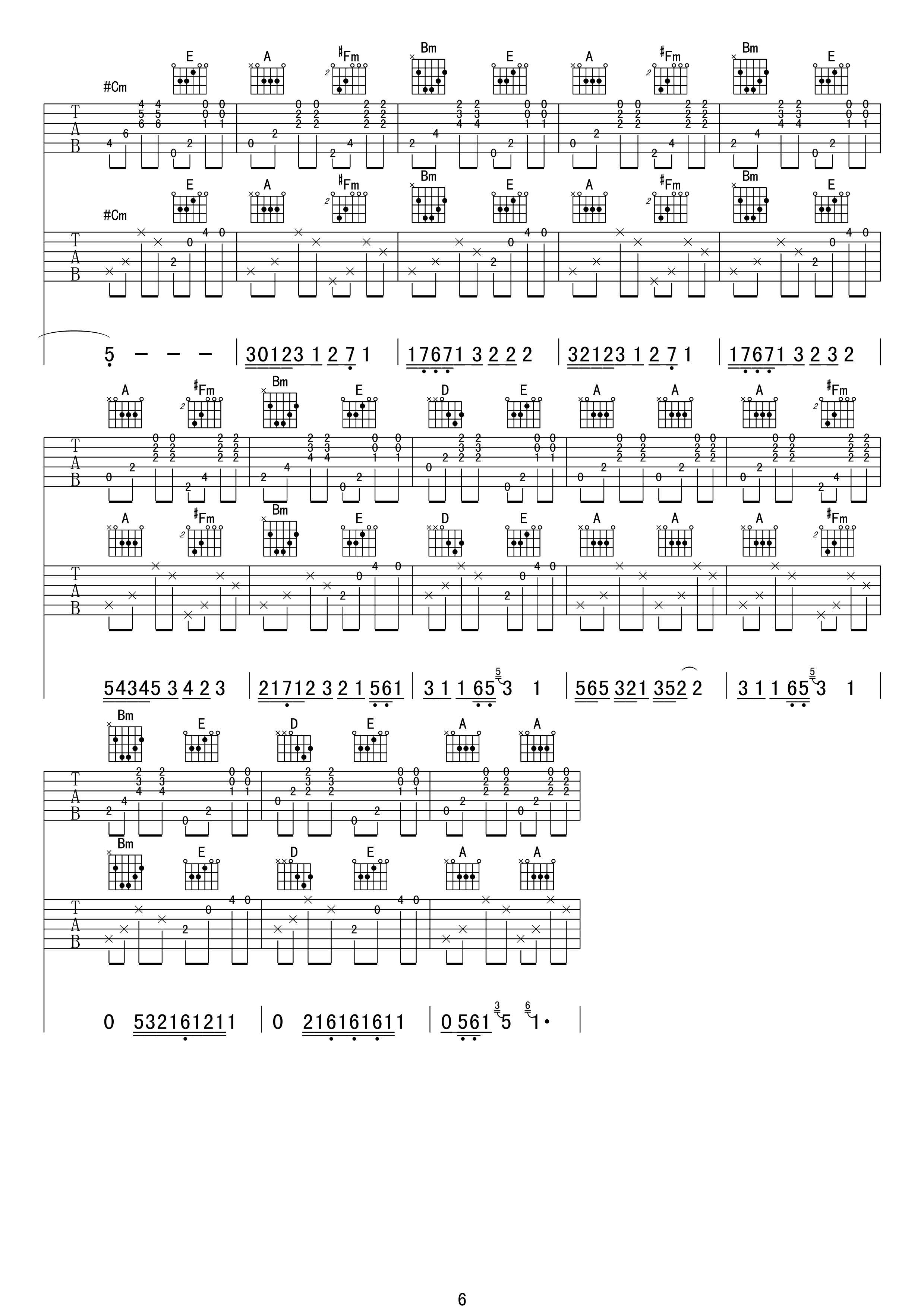 庾澄庆 命中注定吉他谱-C大调音乐网