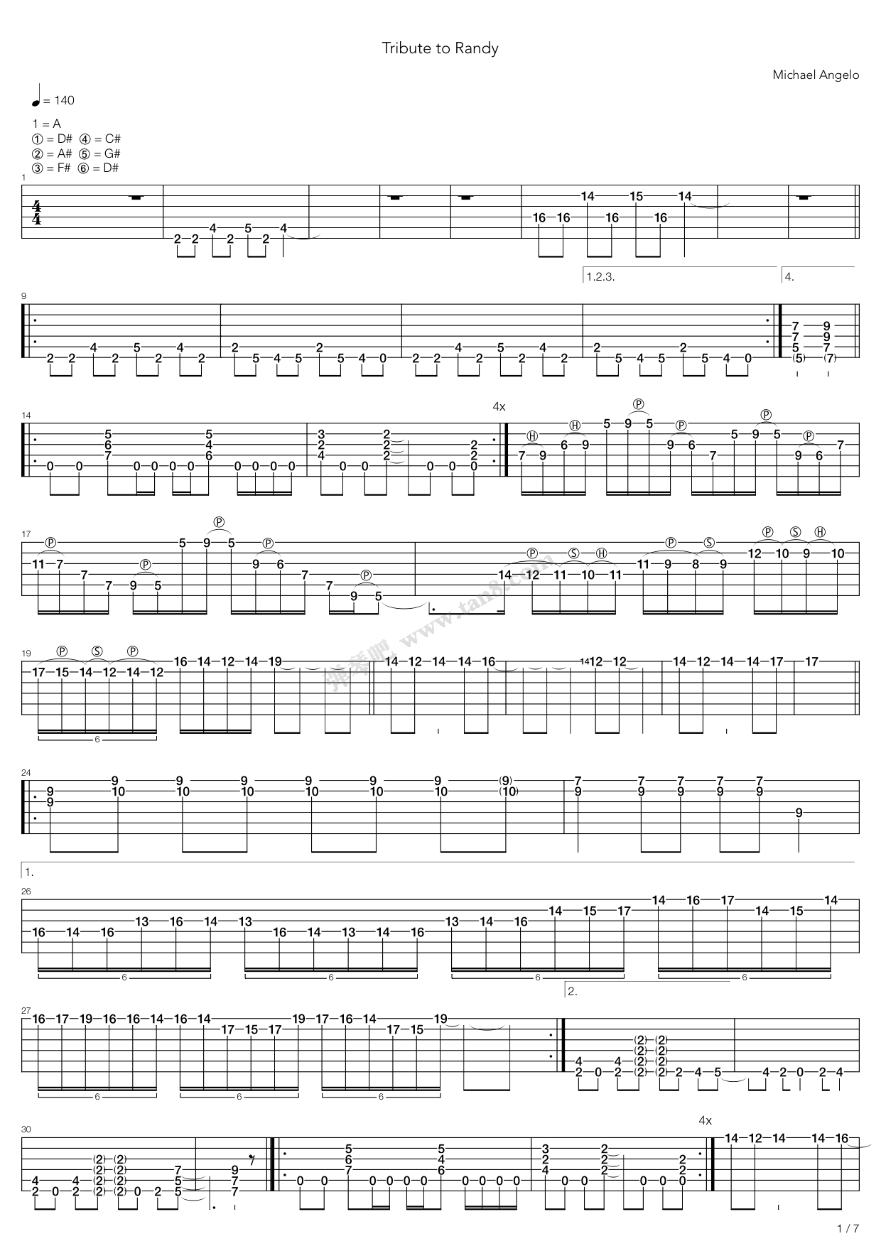 《Tribute To Randy》吉他谱-C大调音乐网