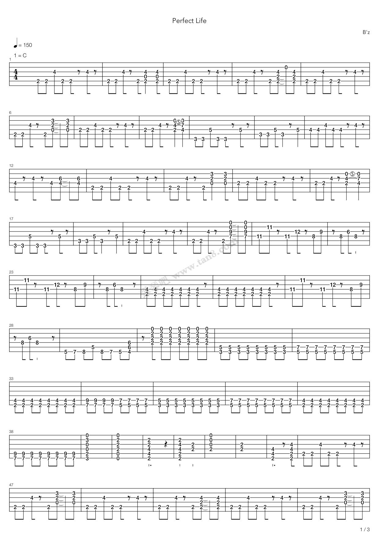 《Perfect Life》吉他谱-C大调音乐网