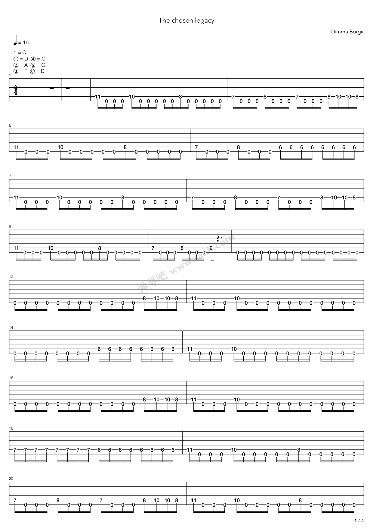 《Chosen Legacy》吉他谱-C大调音乐网