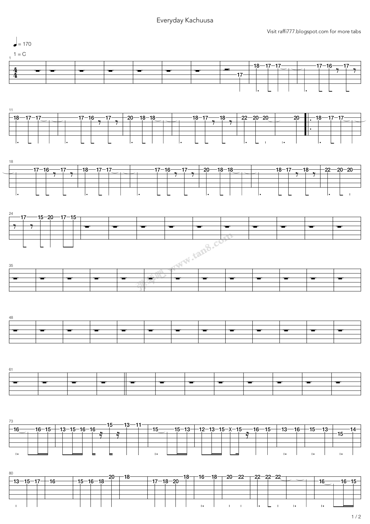 《Everyday、カチューシャ》吉他谱-C大调音乐网