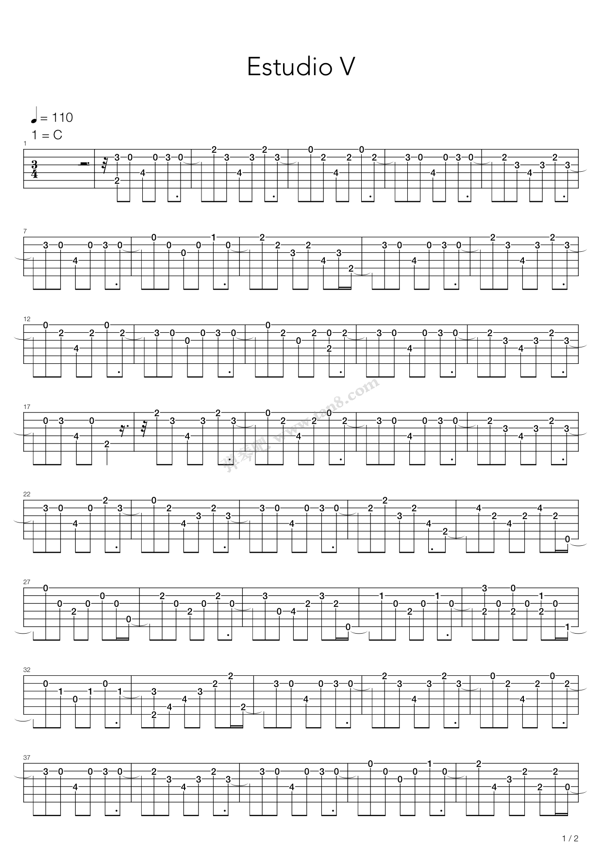 《Estudio No 5》吉他谱-C大调音乐网