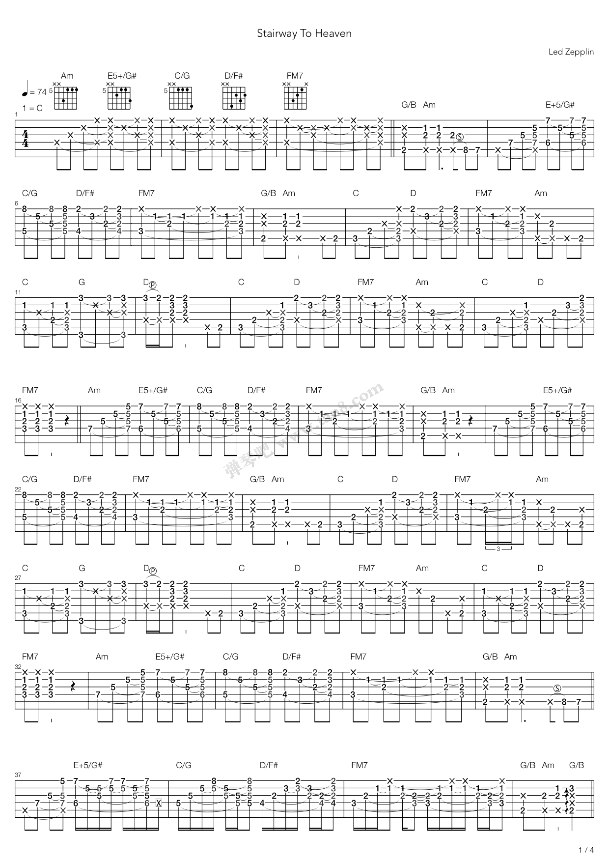 《Stairway To Heaven》吉他谱-C大调音乐网
