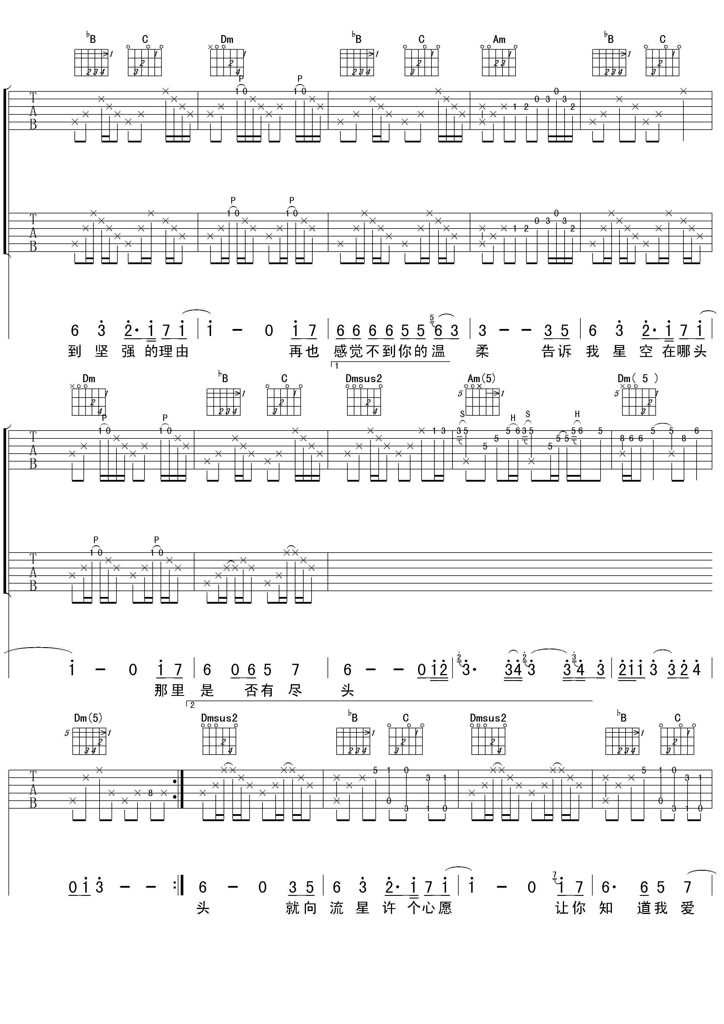 张柏芝 星语心愿吉他谱 双吉他女生版-C大调音乐网