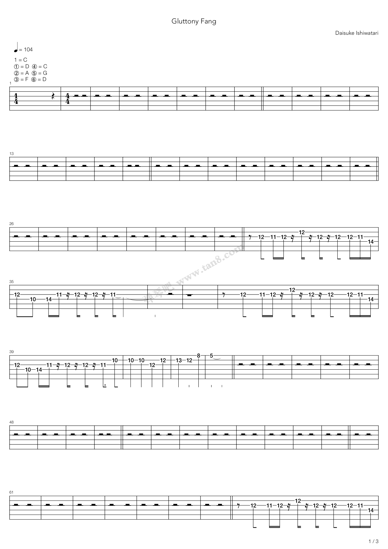 《Gluttony Fang》吉他谱-C大调音乐网