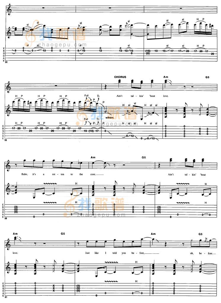 《Aint_Talkin bout_Love吉他谱》吉他谱-C大调音乐网