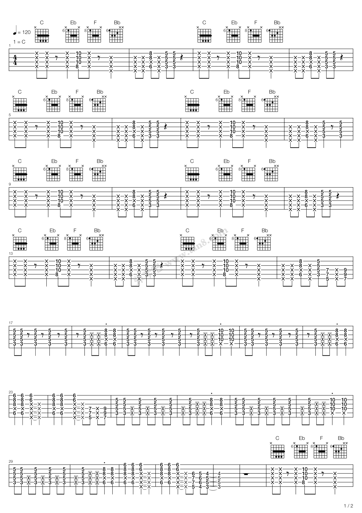 《没名字》吉他谱-C大调音乐网