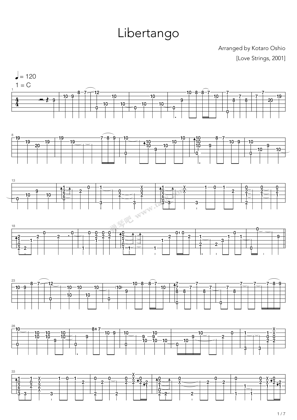 《リベルタンゴ (利贝尔探戈 libertango)》吉他谱-C大调音乐网