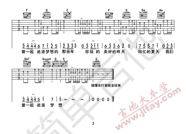 《美好的昨天吉他谱-胡夏-电影《左耳》歌曲》吉他谱-C大调音乐网