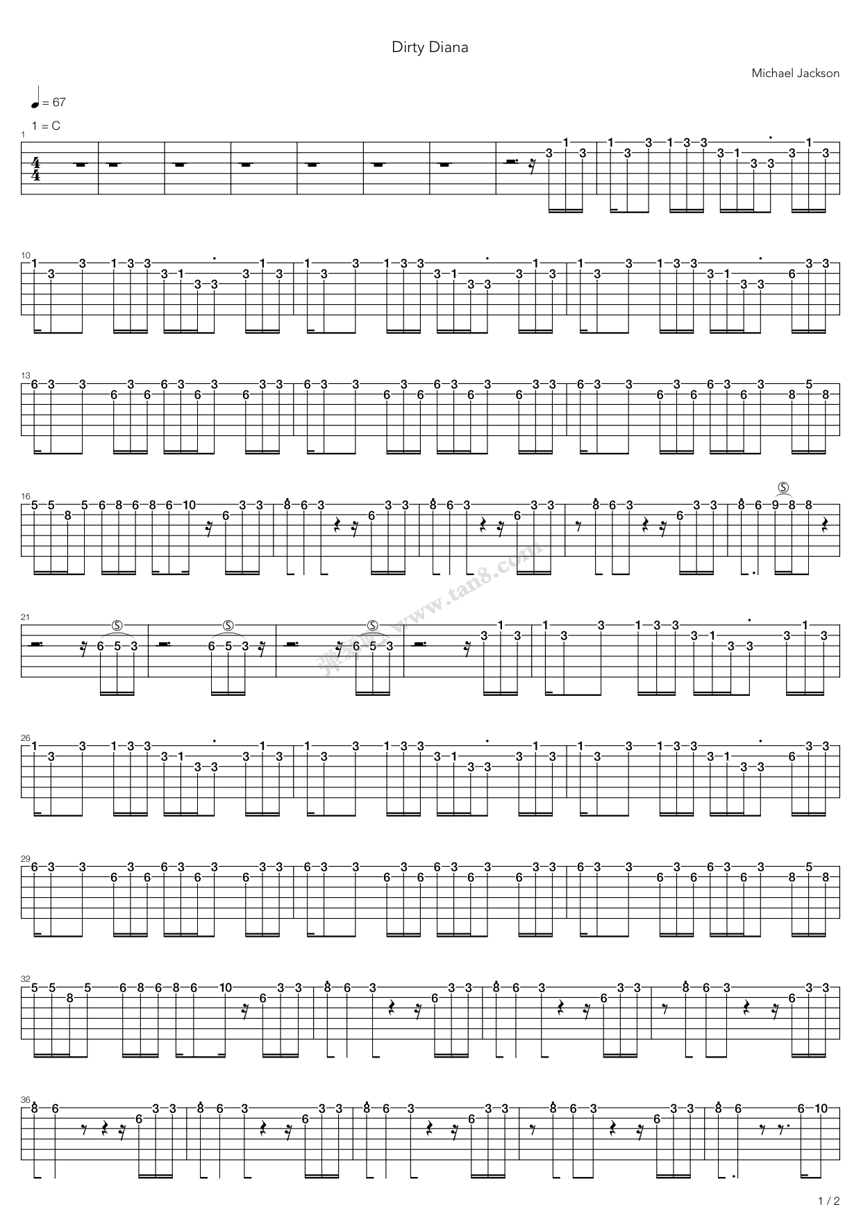 《Dirty Diana》吉他谱-C大调音乐网