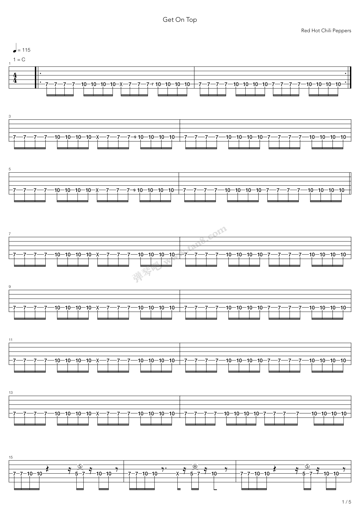 《Get On Top》吉他谱-C大调音乐网