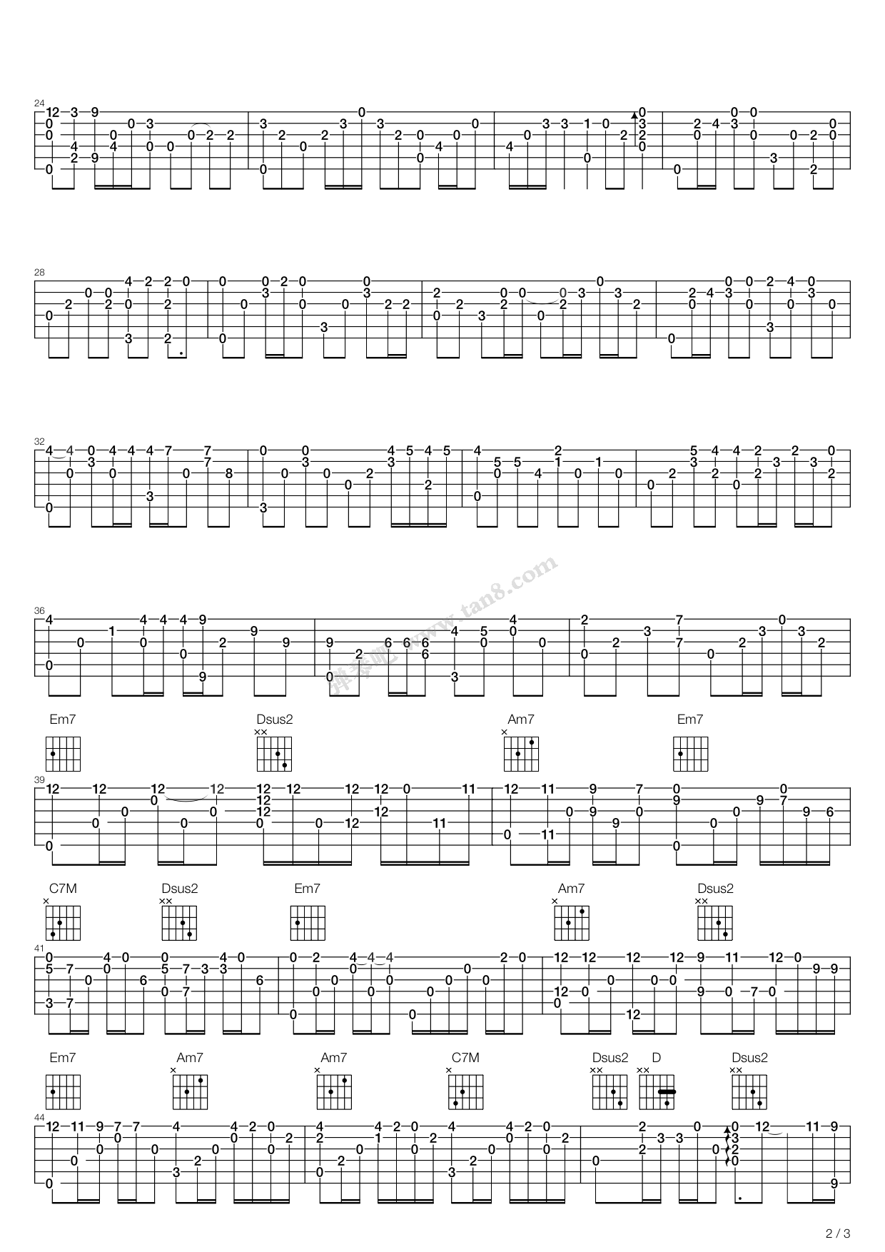 《偏爱》吉他谱-C大调音乐网