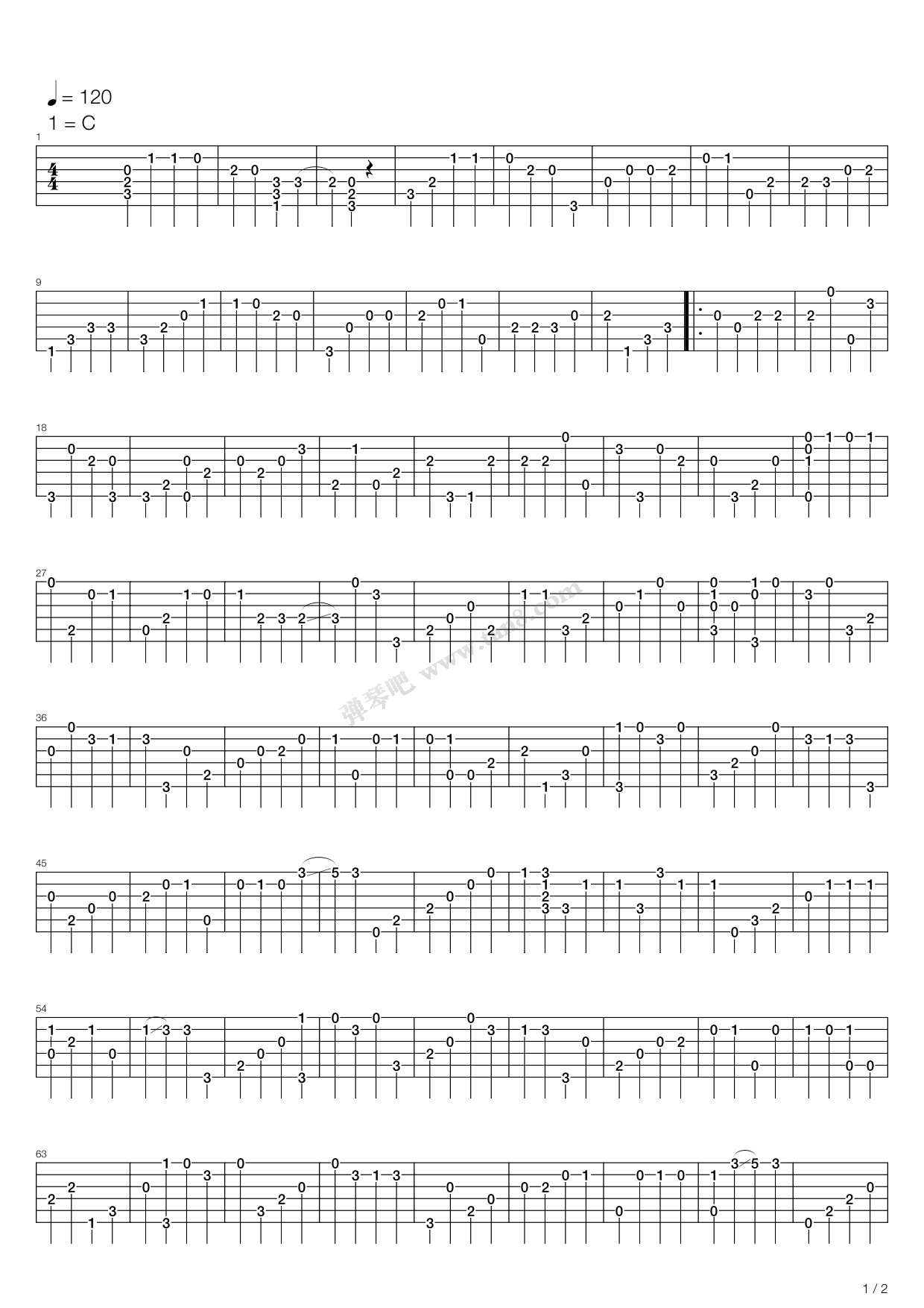 《第一次》吉他谱-C大调音乐网