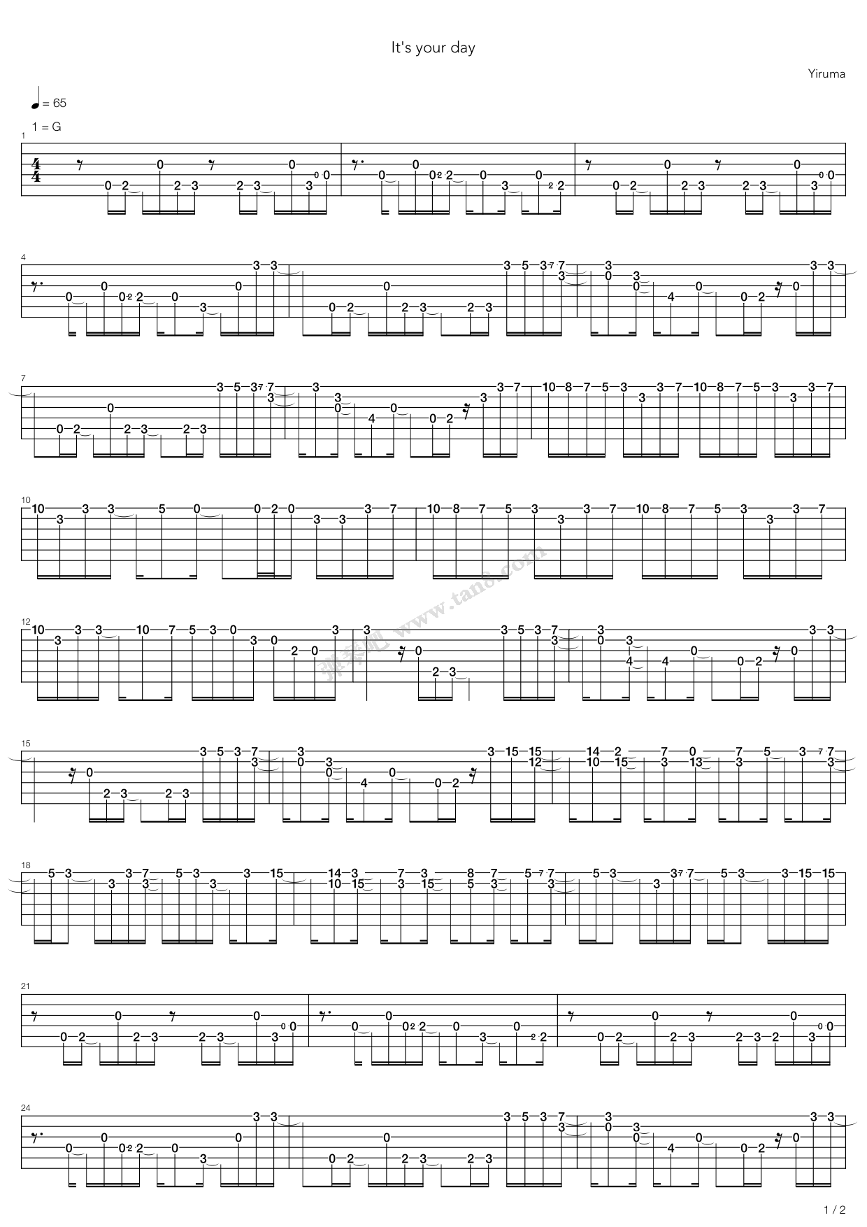 《Its Your Day》吉他谱-C大调音乐网