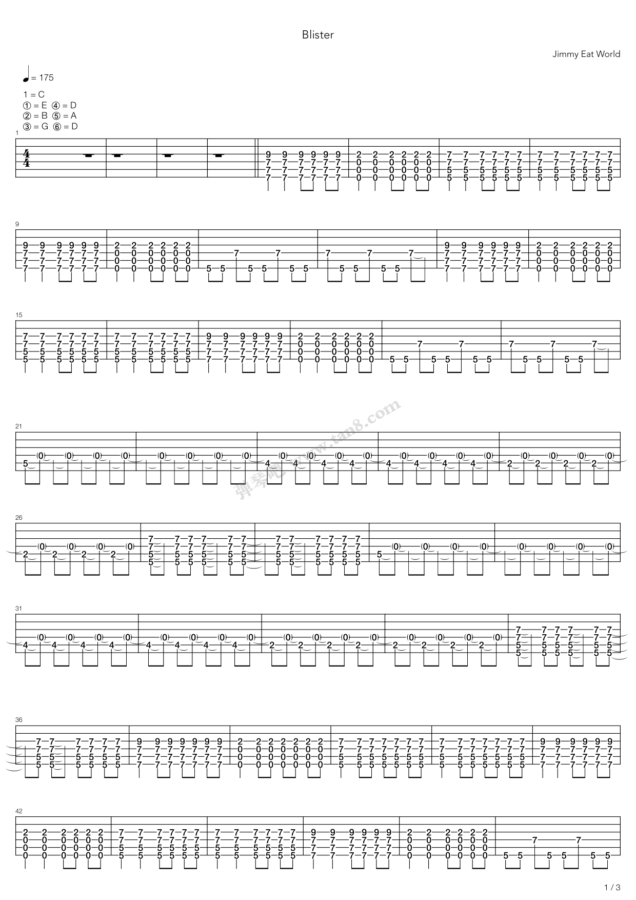 《Blister》吉他谱-C大调音乐网