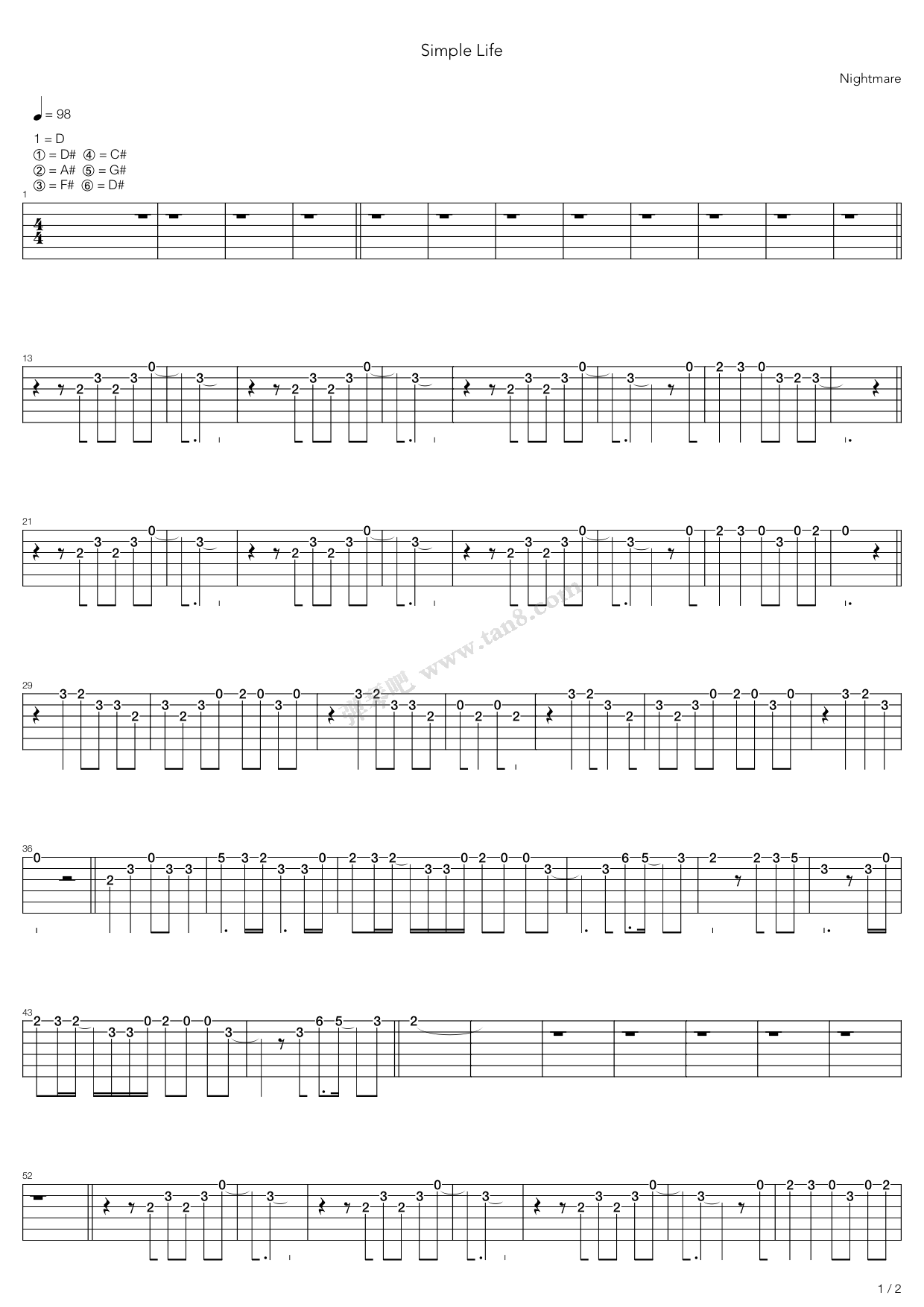 《Simple Life》吉他谱-C大调音乐网