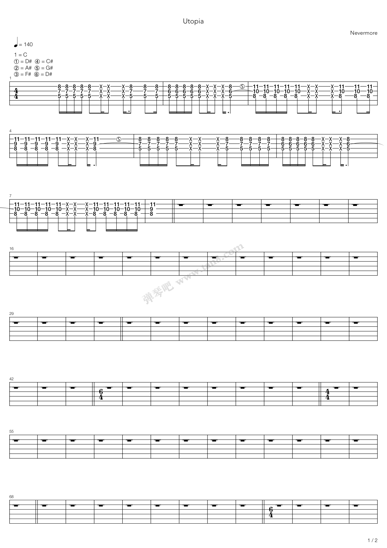 《Utopia》吉他谱-C大调音乐网