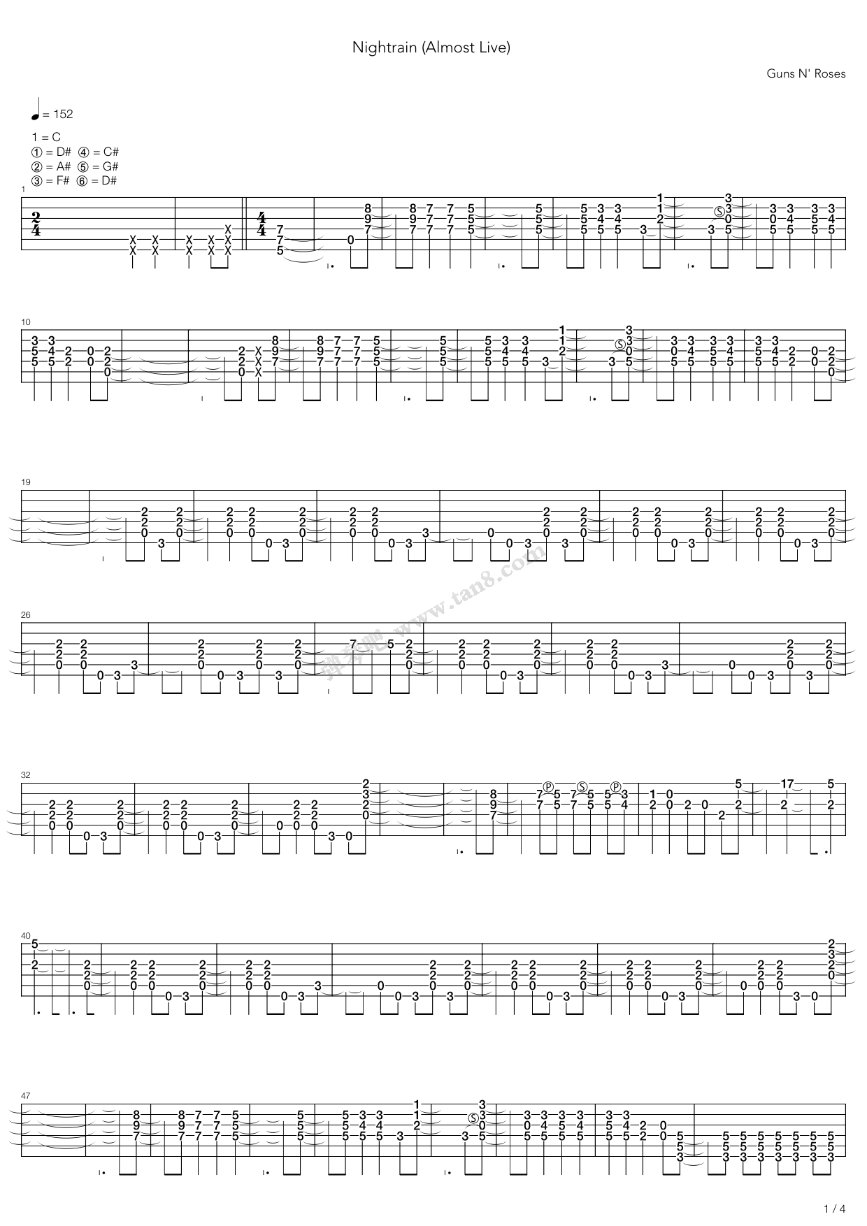《Nightrain》吉他谱-C大调音乐网