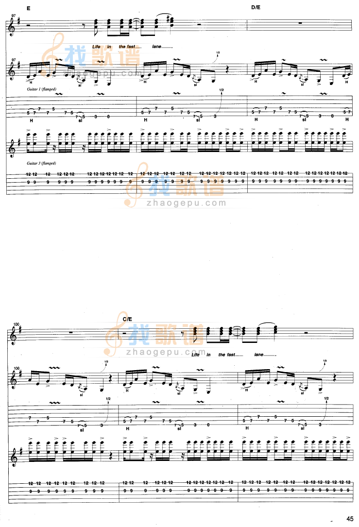 《Life In The Fast Lane - 原版扫描吉他谱》吉他谱-C大调音乐网