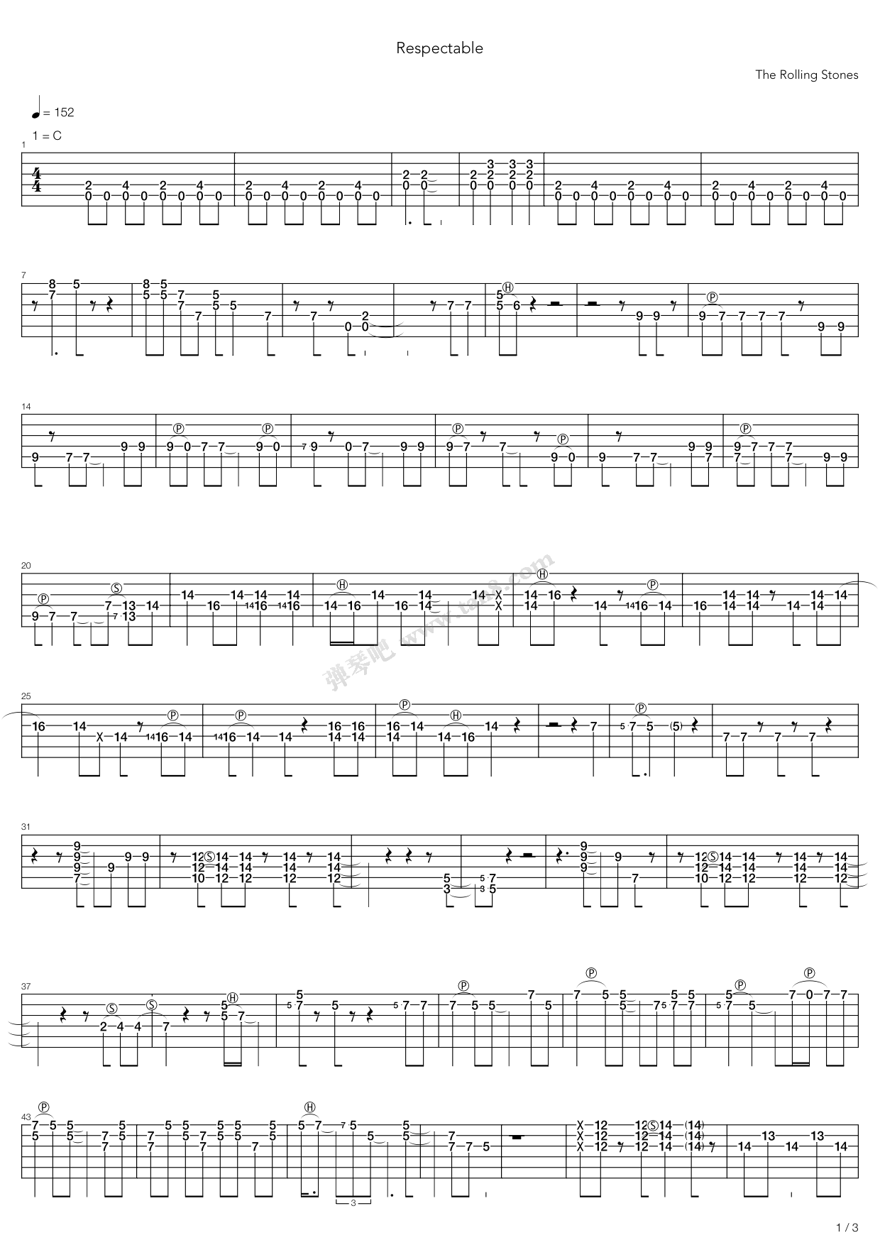 《Respectable》吉他谱-C大调音乐网